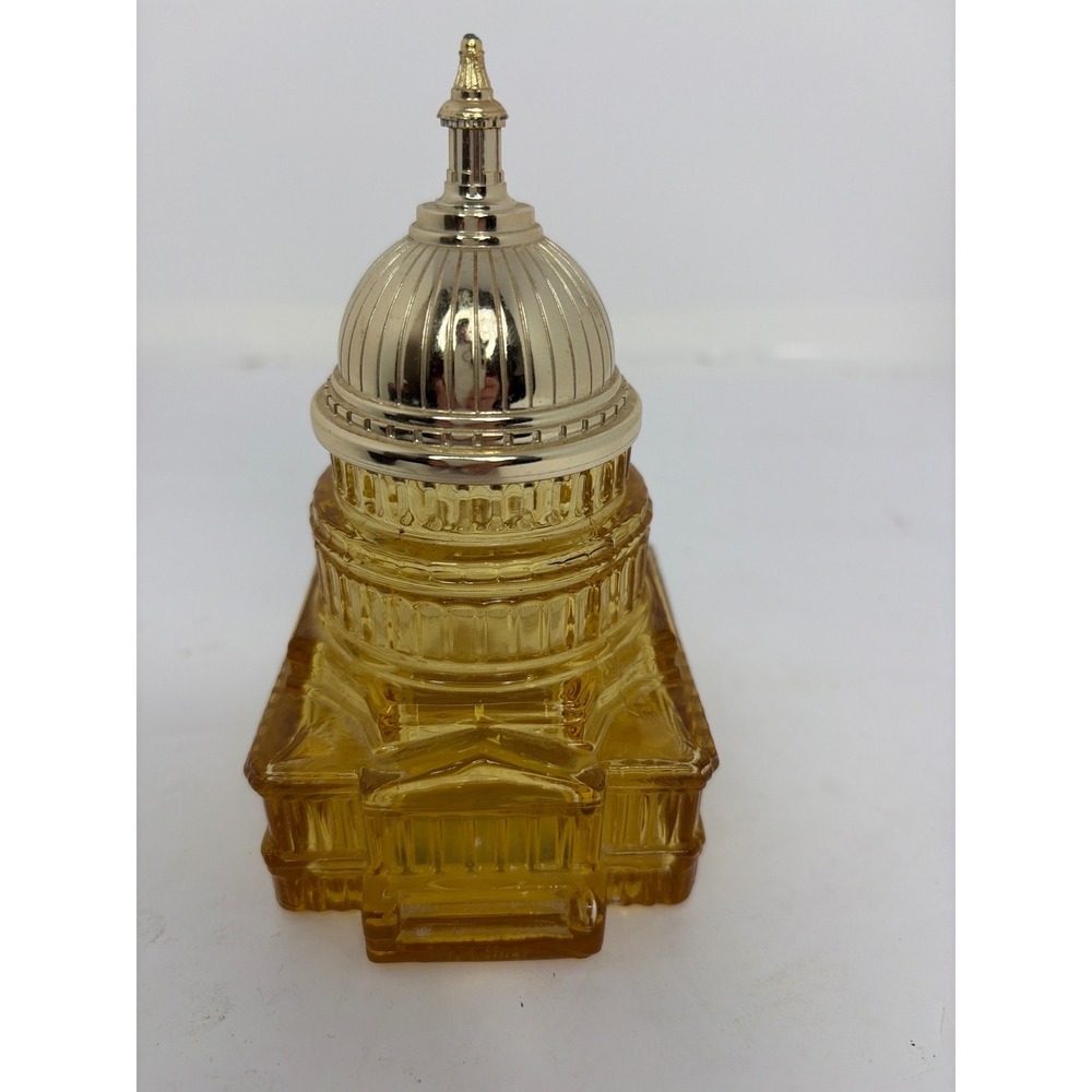 Vintage Avon The Capitol Tribute After Shave Amber Glass Bottle Decanter‎ 5oz